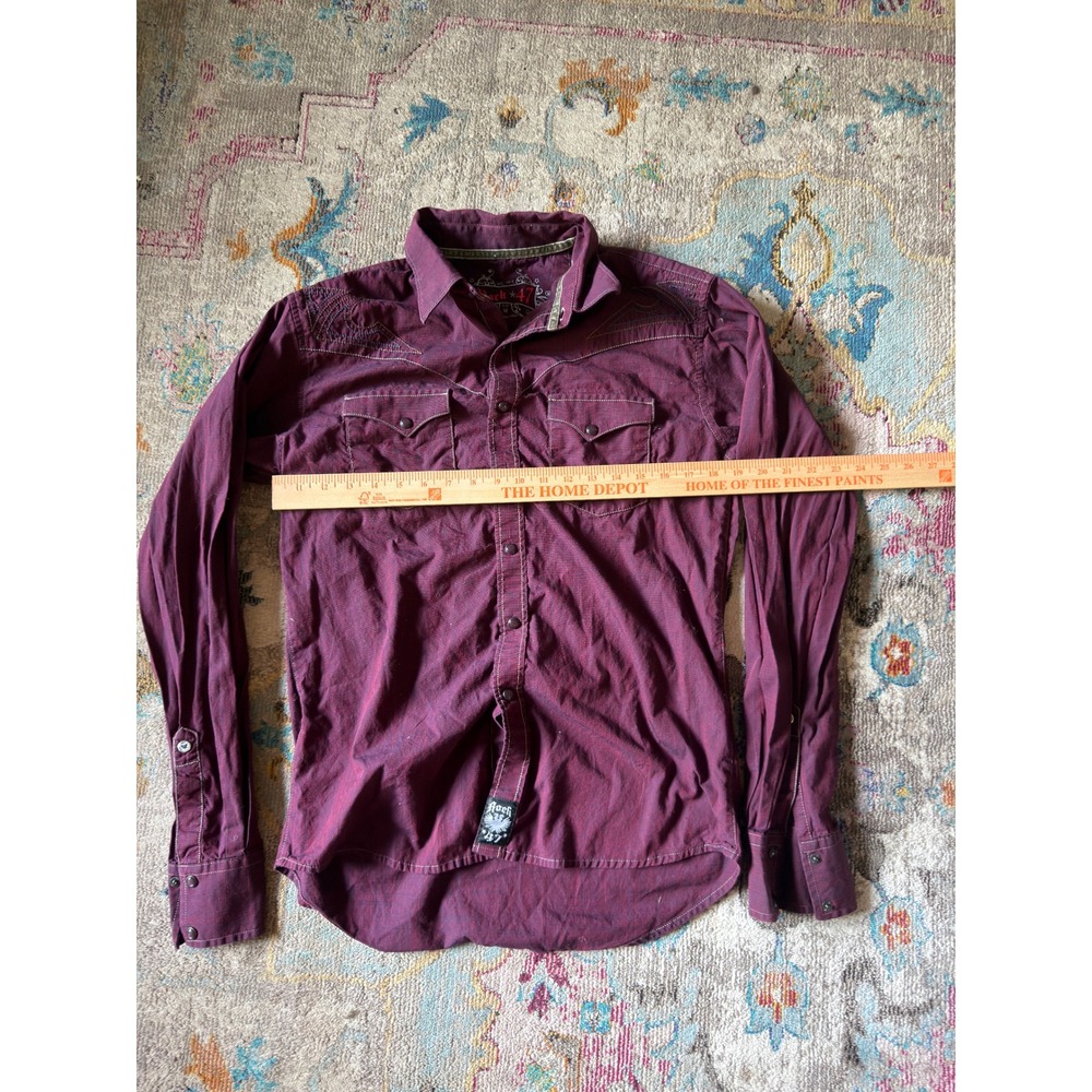 Wrangler Rock 47 Western Snap Shirt Burgundy Men M